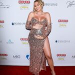 Khloë Terae Instagram - Ocean’s first red carpet! Had to come out (for a quick) red carpet spin and donation for @babesintoylandcharity benefiting the @themidnightmission 🎀 🎁 🎄 6 months pregnant on the red carpet! ✨ Glam @makeupgayane1 Skin @beautyatthebayrb Hair @peterhairbh Gown @abyssbyabby Images @twistimages