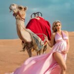 Khloë Terae Instagram - only 100 days until I get to hold you in my arms 🎀 🐪 🤍 #26weeks #100daysleft #pregnancy #dubai Dress @santorinidress Hair & Makeup @sota.salon x @sotahair