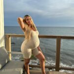 Khloë Terae Instagram - The countdown is on ✨ @fashionnova 🤍 wearing “beauty and the biker” in oatmeal size medium Malibu, California
