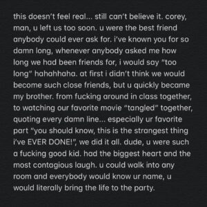 Kian Lawley Instagram - rest in peace, i love you buddy. 
5/10/2020 ❤️