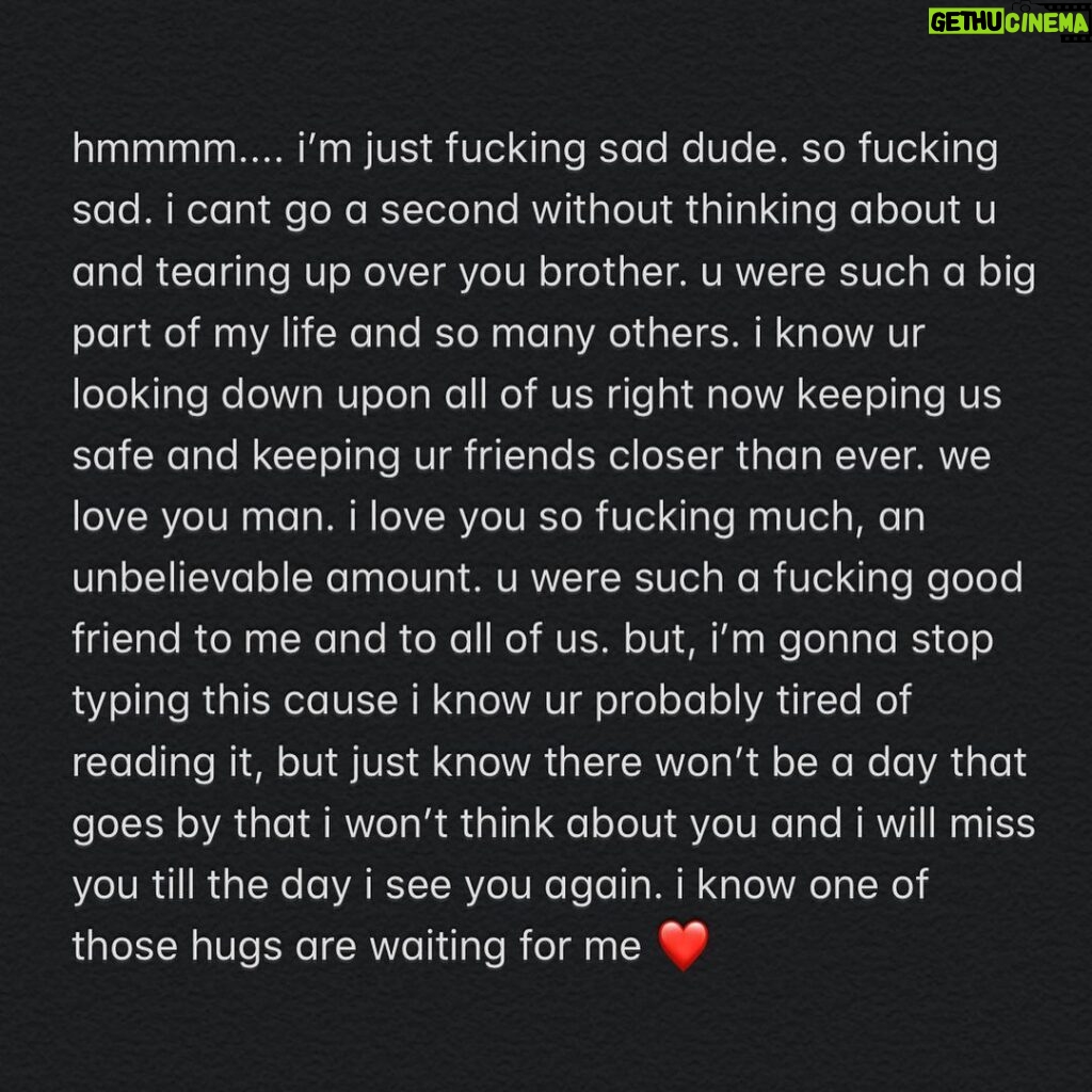 Kian Lawley Instagram - rest in peace, i love you buddy. 5/10/2020 ❤️