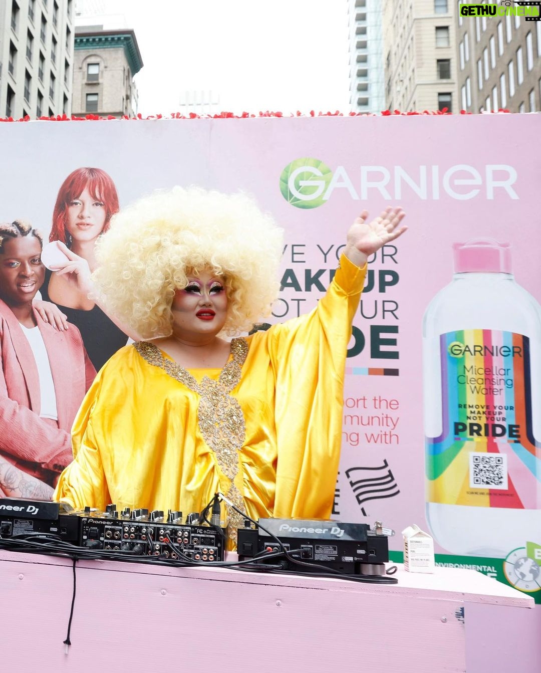 Kim Chi Instagram - What an honor to be able to DJ on this cool float for NYC pride!!! I sweated all my make off but it was worth every moment! #Garnier & Heritage of Pride are working towards a future without discrimination where all people have equal rights, through LGBTQIA+ Pride events that inspire, educate, commemorate, and celebrate our diverse community. @garnierusa #Garnier #Ad