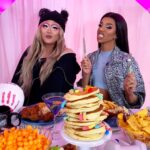 Kim Chi Instagram - Great time eating junk food in our leisurely lqqks with @naomismalls for @klarna.usa Drag Brunch! Next week’s theme is black tie and high drag so come dressed up and check out our wishlist! #DragBrunchLive