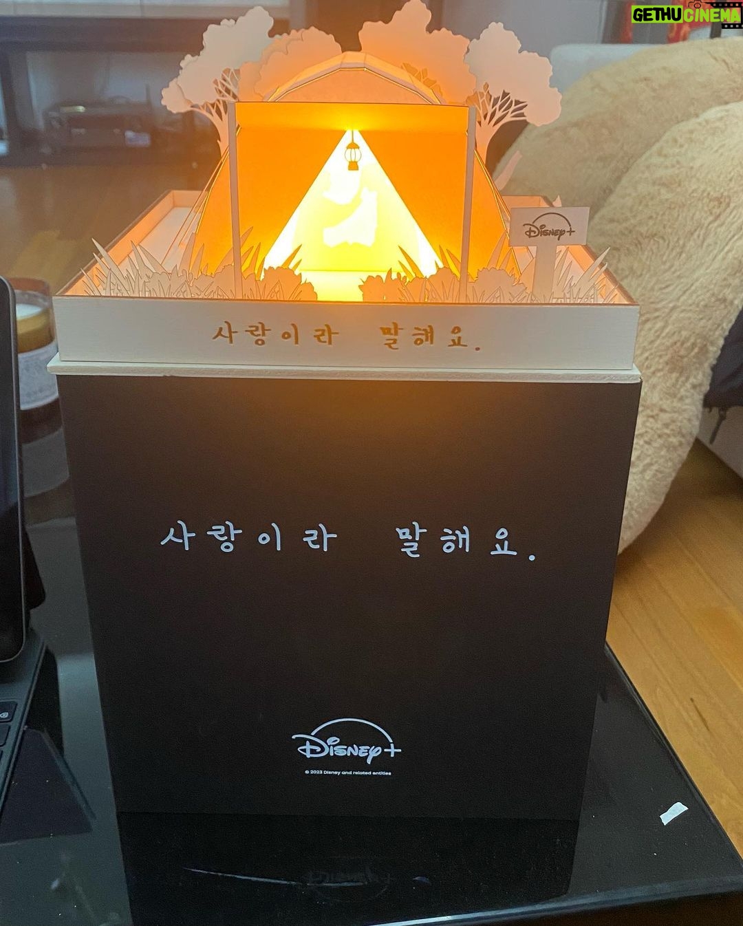 Kim Young-kwang Instagram - #사랑이라말해요 #디즈니플러스 🫶🏻 텐트속 우주와동진이 디즈니에서 만들어줬어요 ~ 선물 감사해요👍🏻