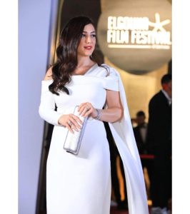 Kinda Alloush Instagram - 🤍🤍🤍 Styling by @yasmineeissa Dress by @shahiralasheen Makeup by @by_maiayman Jewlery by @damasegypt Clutch by @mii_accessories Hairdresser @Malaksamy_1 @alsagheersalons @thecairozoom @mad_solutions @elgounafilmfestivalofficial #Gff20 El Gouna, Red Sea
