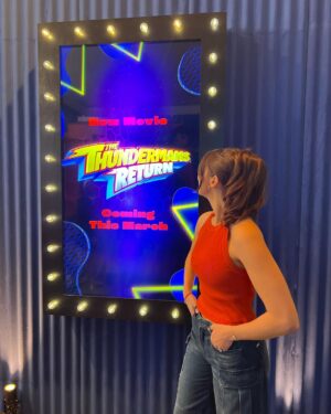 Kira Kosarin Instagram - a week in Vegas filming @nfl #SuperbowlLVIII content for @cbssports x @nickelodeon x @paramountplus . 

On Sunday, Nickelodeon is airing the big game in augmented reality to be Live from Bikini Bottom - complete w commentary from Spongebob and Patrick. 

Catch me & @jackgriffo presenting in the hours before and throughout the game, leading up to the WORLD PREMIERE of the TRAILER for our new movie Thundermans Return right before halftime 💚🏈