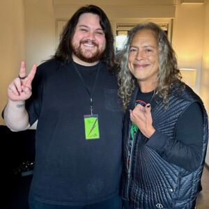 Kirk Hammett Instagram - With Wolfie Van Halen !! 🤟 photo📸by @rosshalfin 🔥 @wolfvanhalen @metallica