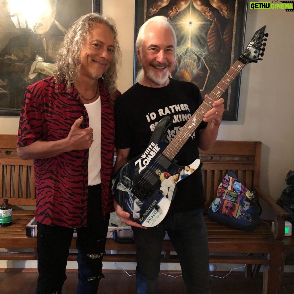 Kirk Hammett Instagram - Happy Bday to the Master Monster Maker himself ! May you have many more, Maestro !!! 🎂 🎸 💀 🖤 @therickbaker