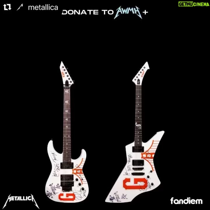 Kirk Hammett Instagram - #Repost @metallica with @make_repost ・・・ Even though our @allwithinmyhandsfoundation’s #MonthsOfGiving2022 ended on May 31, you can still support @wckitchen’s #ChefsForUkraine initiative by donating to win James’ or Kirk’s Signature Series @sfgiants Guitar by @espguitars! The four of us have signed both of these one-of-a-kind guitars that were used to play the National Anthem on #MetallicaNight, and one could be yours! 🎸 Donate to Win using the code “METALLICASF” at checkout for 100 BONUS ENTRIES: fandiem.com/metallicasf or the #linkinbio👆. #AWMH #MetallicaGivesBack #WCK