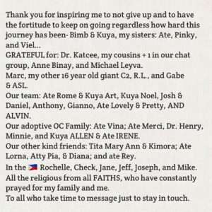 Kris Aquino Instagram - i chose the midpoint between my mom’s 14th death anniversary and my dad’s upcoming 40th death anniversary to THANK ALL OF YOU who continue to PRAY for my recovery. My dad immediately died after being shot while descending the stairs to the tarmac of what was then Manila International Airport, 21 August 1983. My Mom died of Stage 4 colon Cancer on 1 August 2009. Upon initial diagnosis our mom was given 3 months BUT she fought hard, knowing her 5 kids weren’t ready. Our Mom underwent all the most painful treatments and God granted us 17 more months. It’s been 17 months since my Churg Strauss/EGPA diagnosis. 

Dr. Malika Gupta gave me my 2nd dose of a biological injectable (unfortunately not available in the 🇵🇭) to help lower my very high IgE (please google, BORING sa haba kung i-define ko)… She calls me a “bad-ass” because kinakaya ko even though malapot at mahapdi yung ini-inject at malalim kailangan ibaon yung prefilled high tech syringe. Yes, matapang na ko sa halos lahat ng kailangan pagdaanan at mataas ang pain tolerance ko. It’s the AFTERMATH, 72 hours feeling kagaya nung bigat after a Covid vaccine but x3. Yes, parang 3X akong na Pfizer or Moderna.  This will be every other week, optimistically for me to reach “remission” over the next 10 to 12 months. 

Every other Tuesday, it’s both my biological injectable  PLUS methotrexate (my chemotherapy medication taken 1x/week, being used as an immunosuppressant to help me reach remission for 3 of my autoimmune conditions). 

Thank you because our prayers are being answered- my last blood panel showed improvement- it’s slow progress, i have a long way to go… it’s likely that after a few months another medication will be introduced to my body by UCLA’s Dr Belperio- BUT I AM, against all odds (because of all my limitations with medicinal options), FINALLY, ON THE CORRECT PATH TO REMISSION and A BETTER QUALITY OF LIFE. Thank you to all. THANK YOU, GOD. #faith

clarification: autoimmune disorders have NO CURE, but life threatening damage on the patient’s organs can be prevented or managed if diagnosed early and/or given the proper treatment.