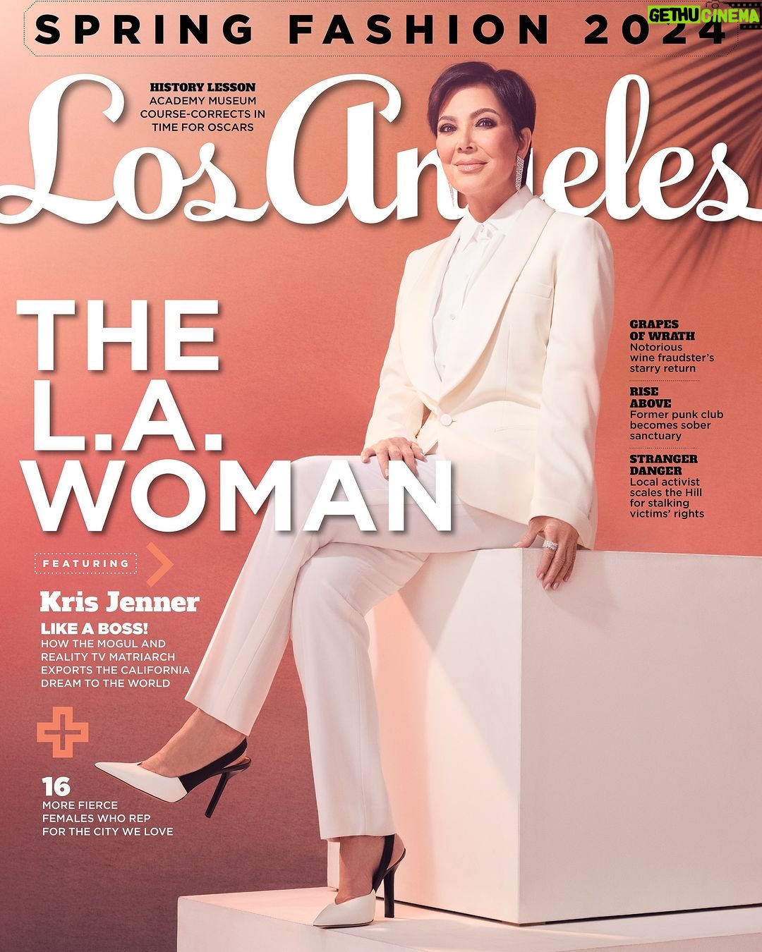 Kris Jenner Instagram - Thank you @lamag!! I am so honored to be your Woman of the Year! š§” My cover issue and feature are out now LAMag.com #LAMag #LosAngelesMagazine Photographed by Elisabeth Caren ā @elisabeth.carenā Creative Direction by Ada Guerin ā @guerin_adā Editor-in-Chief @shirleyhalperin Photographer @elisabeth.caren Creative Direction by @guerin_ad Styled by @jordan_grossman Hair @clydehairgod Makeup @EtienneOrtega