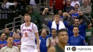 Kristaps Porziņģis Instagram - Big W!! Shout out to @mrlance42 Big Stop!!! 🔶🔷 I was hyped up 😂😂