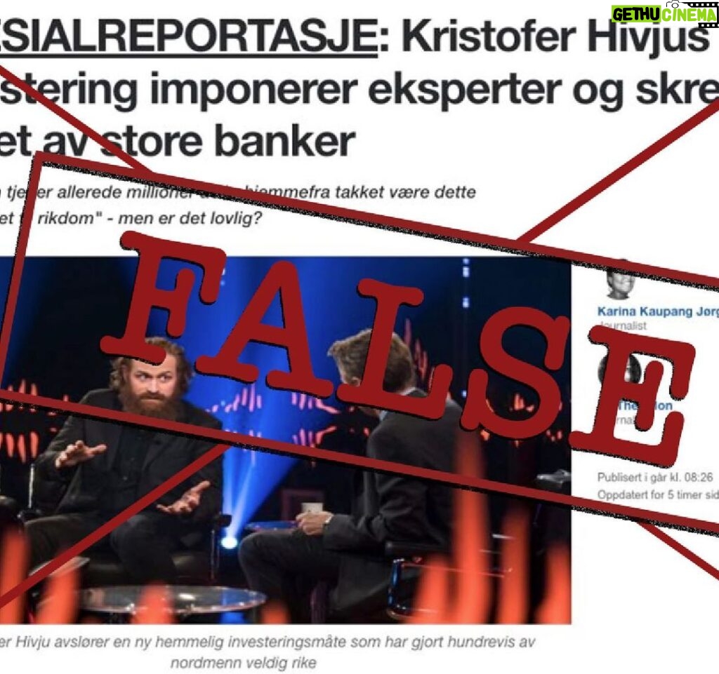 Kristofer Hivju Instagram - THIS IS FALSE! I'm tired of being abused in bitcoin advertising - please stop. If you come across this on social media please report it. My agency Panorama Agency states: «We have been made aware that the likeness of Kristofer Hivju has been misused in a bitcoin scam in Norway. They, and other involved parties including @nrk and @tv2norge are working on getting the fake article removed. Lawyers are involved from all parties. Panorama Agency wants to make it clear that this is false advertisement and a false story and is something neither Hivju nor the Agency has any part in.» @panoramaagency «Dette er ren svindel. Jeg har aldri invesetert i Bitcoin og kommer ikke til å gjøre. Nå må det være nok, vær så snill å slutt. » Sier Kristofer Hivju Panorama states: "This has happened without our knowledge and without our consent. We, therefore, want to warn people about this deception which is nothing more than a fictitious tale with the intent of defrauding people of their money." On Facebook and other commercial spots, several articles have been circulating about the alleged bitcoin service. The advertisement is followed by a deceitful article that seems to come from NRK, the Norwegian Broadcasting Company. This is NOT the case. The advertisement links to a scam website address (roopede.com) which further tries to cheat people out of personal and private information. Contact: mail@panoramaagency.com