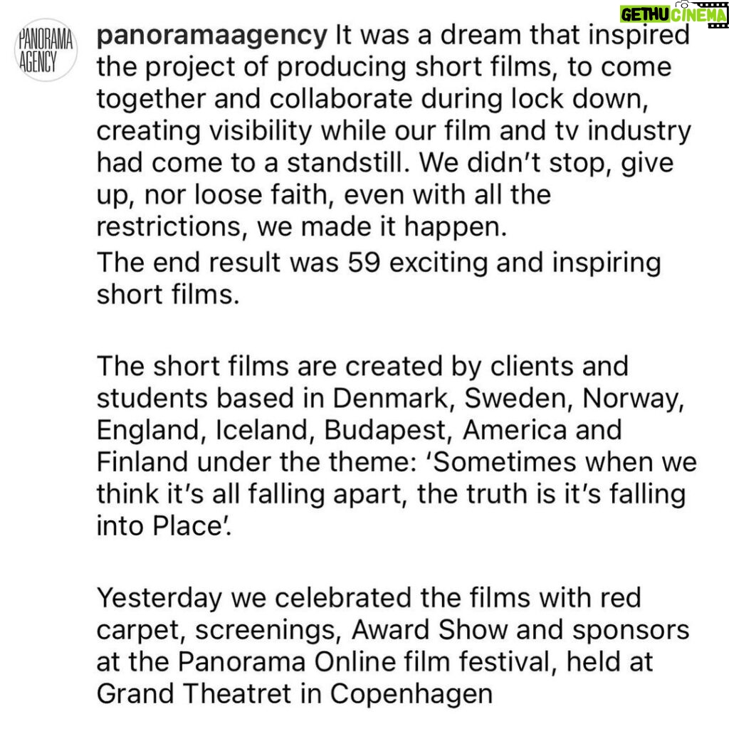 Kristofer Hivju Instagram - Congratulations to all the winners and nominees at #panoramaonlinefilmfestival 🏆What a wonderful project this is! During lockdown a huge amount of great shortfilms has been made guided and produced my @panoramaagency It was an honor to be a jury menber! Homage to @leneseested and #martinjensen and team @panoramaacademy for pulling this off🌹@newgeneration_panoramaagency #leneseested #panoramaagency Grand Teatret
