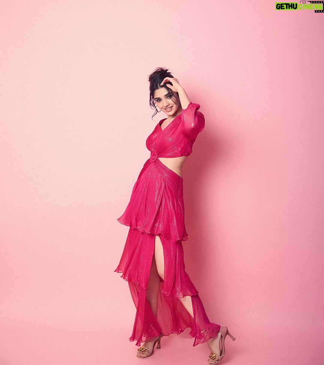 Krithi Shetty Instagram - Love being a woman #happywomensday 💞 • • Stylist @nidhijeswani Assisted by @nirikshapoojary_ Makeup @kalwon_beauty Hair @kamaldeepss Photographer @gohil_jeet Pink dress @amrtaofficial Earrings @kushalsfashionjewellery Wrist stack @iblamebeads Footwear @heelandbucklelondon
