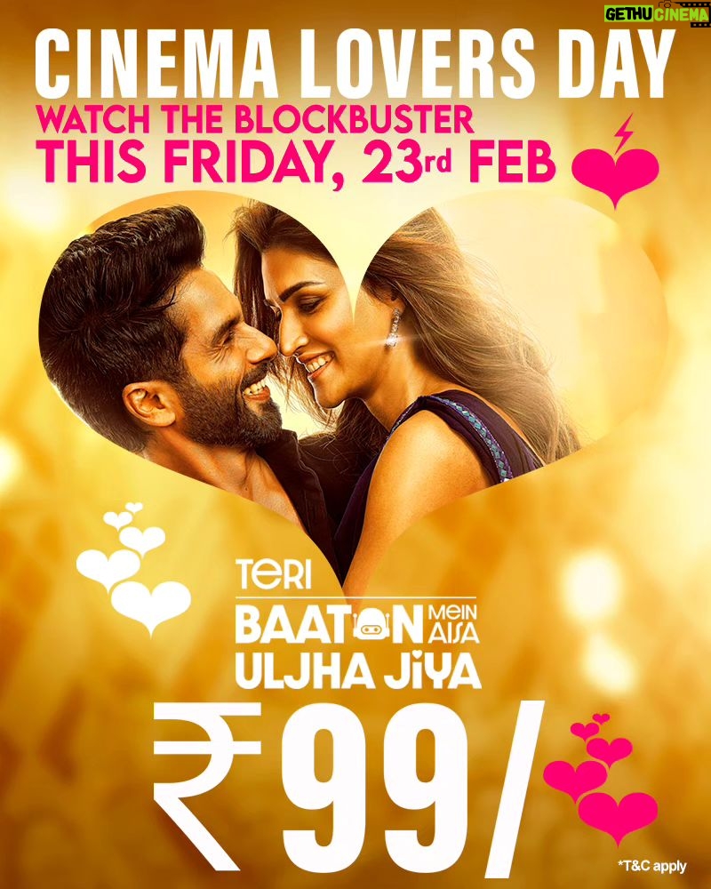 Kriti Sanon Instagram - Sharing love with your friends & family just got easier this Friday with this special offer 🥳❤️ Go watch this blend of romance, comedy, & family drama for complete entertainment! #TeriBaatonMeinAisaUljhaJiya, running successfully in cinemas! 🎟 (link in bio) @shahidkapoor @aapkadharam #DimpleKapadia @therakeshbedi @anubhafatehpuria @rajeshkumar.official @grushakapoor24 @ashishsverma @iambrij0808 @raashultandon @maahijain1707 @shauryashaunak_duggal @real.amitjoshi @i_aradhana_ #DineshVijan #JyotiDeshpande @laxman.utekar @sharadakarki @pvijan @maddockfilms @officialjiostudios @tanishk_bagchi @soulfulsachin @jigarsaraiya @sachinjigar @mitrazmusic @itsganeshwaghela @raghavworldwide @mainhoonromy @aseeskaurmusic @neerajrajawat11 @varun_wave @raghavchaitanya #Indraneel @talwiinder @mcsquare7000 @ndsonline @tseries.official @penmovies
