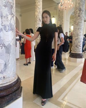 Krystal Jung Instagram - chose this dress for the photocall because it reminded me of a spiderweb🕸️dont you think?