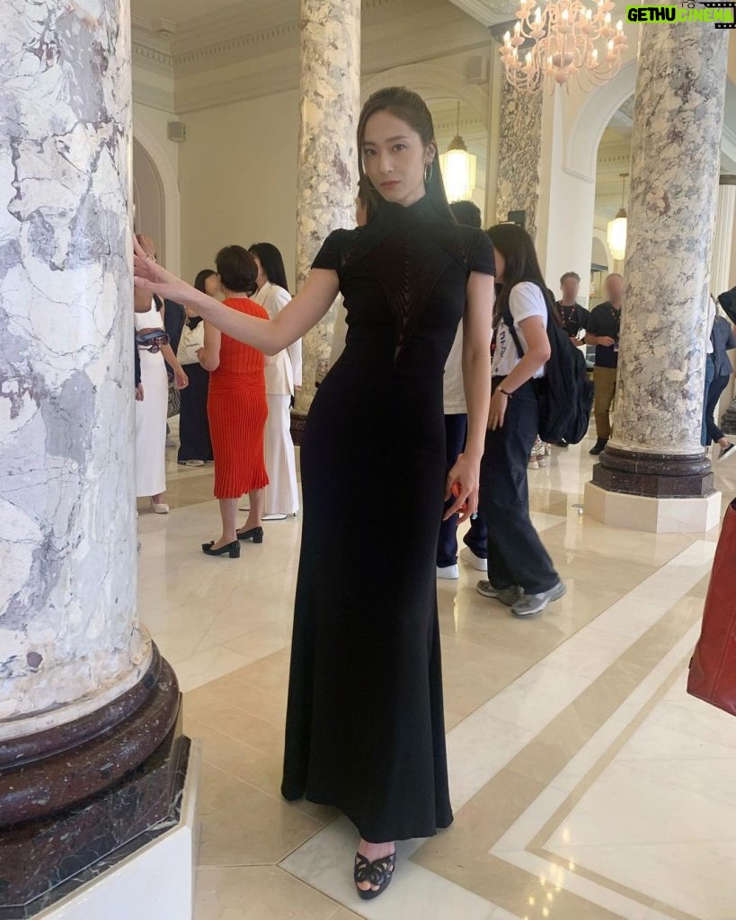 Krystal Jung Instagram - chose this dress for the photocall because it reminded me of a spiderweb🕸️dont you think? Cannes, France