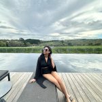 Krystle D’Souza Instagram – Took a minute or two before I jumped right into @jackalopehotels infinity pool, that laps up to the surrounding vineyard ! 

Being a guest of @visitmelbourne has truly been #EveryBitDifferent ! 
.
.
#visitmelbourne #infinitypool #vinyard #melbourne #australia 
#swimwear by @fxmlondonofficial x @dinky_nirh