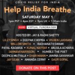 Kunal Nayyar Instagram - Donate NOW on this post $10 or $1000 all make a difference! Join me, @JayShetty and @Give_India for this Saturdays' Virtual LIVE event HELP INDIA BREATH at 1pm PT, 4pm ET, 9pm UK,1:30am India (Sunday). All proceeds will be matched up to $1 million dollars by @Indiaspora. The non-profit organization @Give_India launched India COVID Response Fund-1 and with the second deadly wave currently hitting India, the organization launched ICRF-2 to support gaps in healthcare and other critical needs.