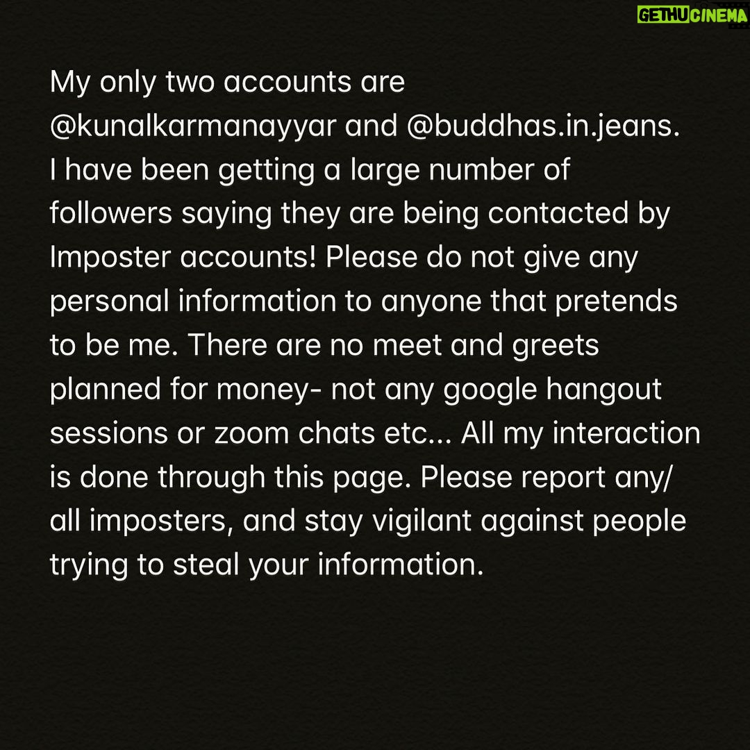Kunal Nayyar Instagram - Please stay vigilant.