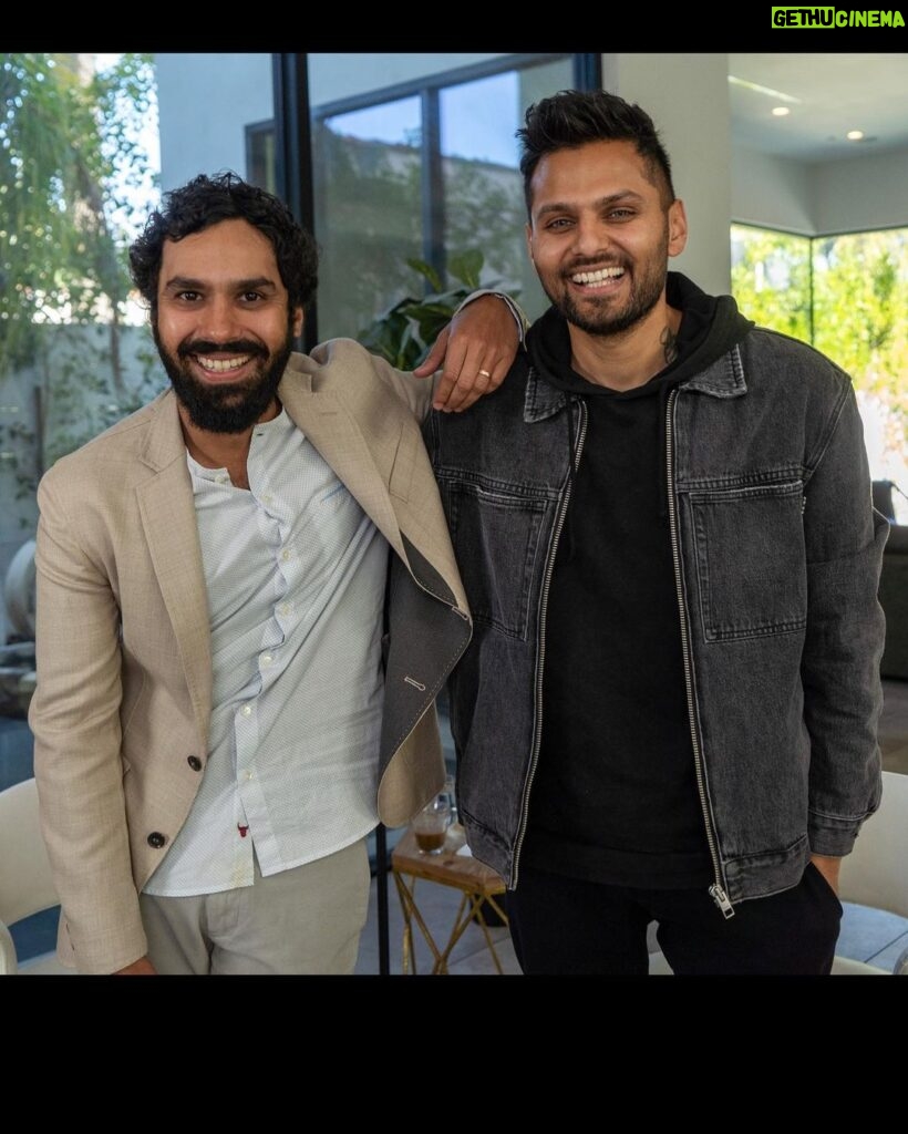 Kunal Nayyar Instagram - Got to finally spend an afternoon with one of my dear friends @jayshetty - look Ma I’m smiling in a photo! May this talk bring you all a sense of inner peace and put a smile on your face too - love you. Link in bio.