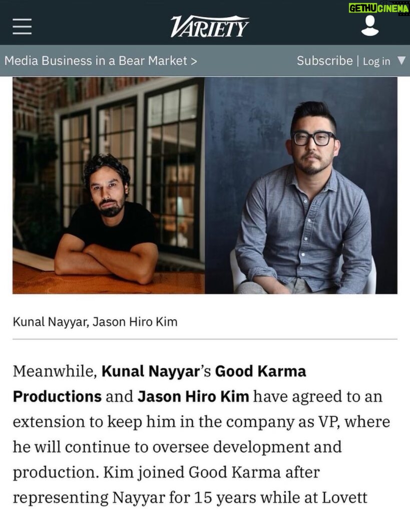 Kunal Nayyar Instagram - Thanks for taking a chance on me 16 years ago @good_karma_hiro All these years later we are still working our bums off. Remember when we dressed as Harold and Kumar for Halloween?