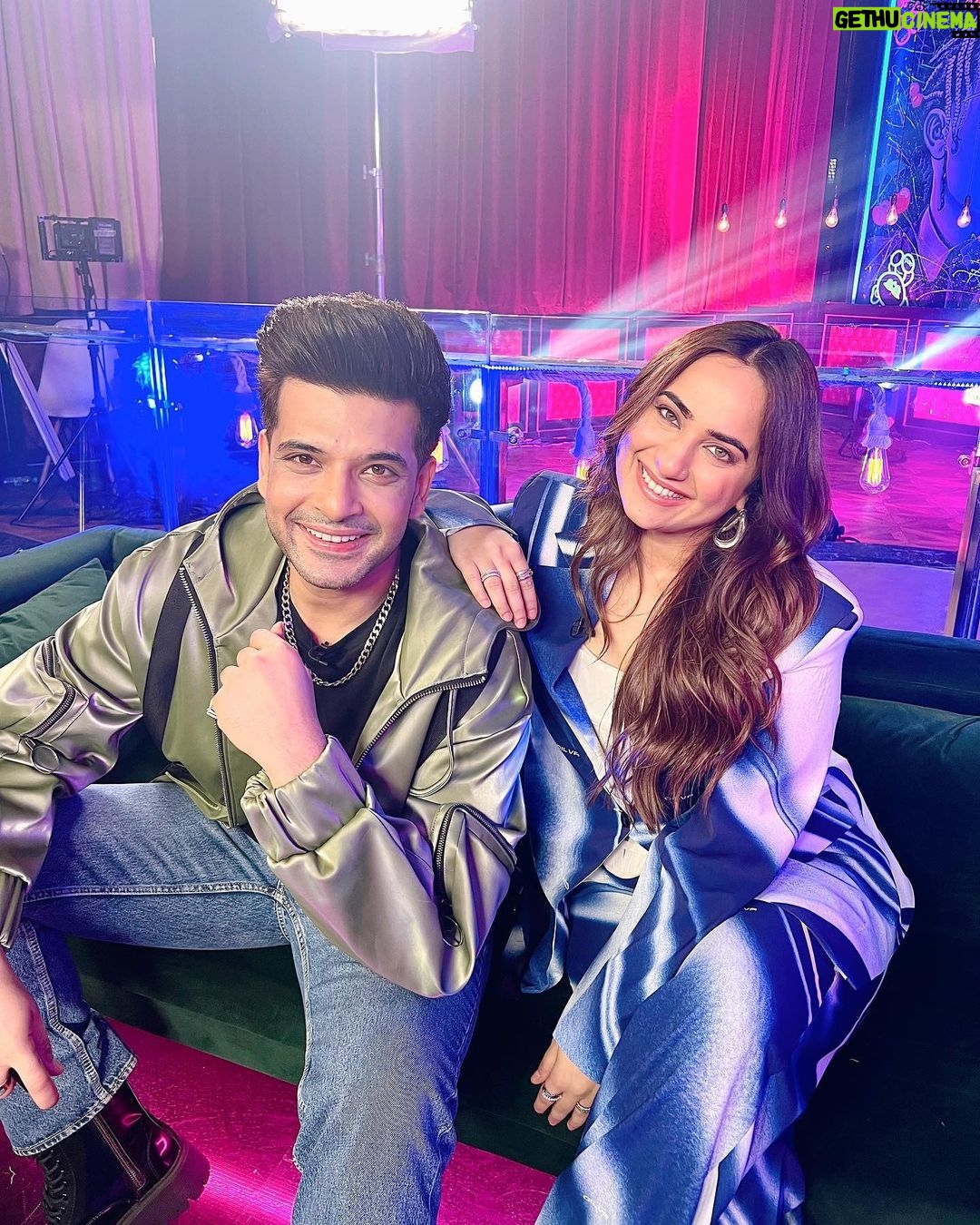 Kusha Kapila Instagram - KK X KK (we tried to give Vogue but we couldn’t stop laughing) catch our banter with @renil.abraham on Invite Only on @amazonminitv pata nahi kya hee bola hai but @kkundrra gave us a lot of life lessons so don’t miss that pls Karan is styled by @shreeum I am styled by @mohitrai with @tarangagarwalofficial Outfit : @cilvrstudio Accessories : @tuula.jewellery