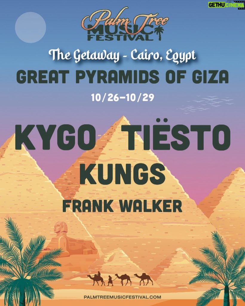 Kygo Instagram - Can't wait to spend 4 days in the desert and perform for the first time in Egypt at the Great Pyramids of Giza with some special guests! 🐪 Link in bio to sign up for pre-sale access 🌴 Pyramid,Giza,Egypt