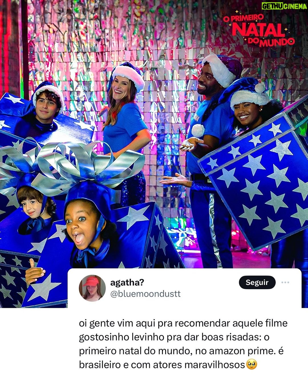 Lázaro Ramos Instagram - #OPrimeiroNatalMundo foi recebido assim por vocês, fico muito feliz em ver que um filme de natal 100% brasileiro foi tão bem aceito. Obrigado por tanto afeto e divulgação, o Top 1 desse primeiro fim de semana foi graças a cada um de vocês. E pra quem ainda não assistiu, nosso filme está disponivel no @primevideobr no mundo todooooo! Chique, né?! Mas me conta, qual sua cena favorita? ❤️🎄 No elenco: eu, @ingridguimaraes @fabianakarlareal @igorjansen @yasminlonduik @valengasparoficial @theomatosoficial @cezarmaracuja @rafaelinfante @wilson_rabelo_ Dirigido por: @susanagarciacapri e @gigisoares10