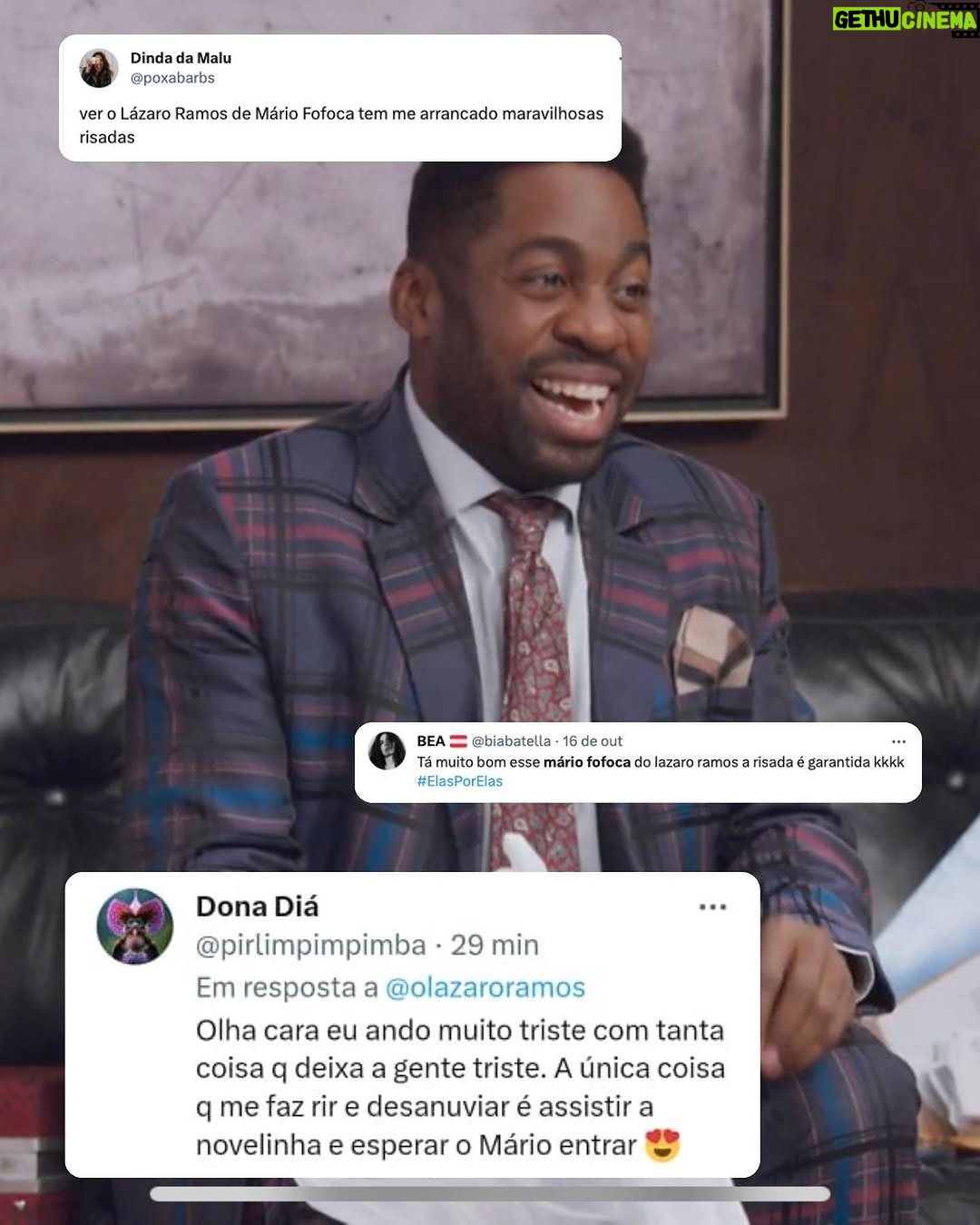 Lázaro Ramos Instagram - Amores, agradeço por todas as mensagens que venho recebendo, e esse era o nosso combinado: trazer leveza para o seu começo de noite. ❤️ Espero que vocês continuem acompanhando #ElasporElas, porque os capítulos estão cada vez mais surpreendentes! E eu estou, inclusive, ansioso para já gravar e já apresentar para vocês. Alguém adivinha o que vem pela frente? 👀 Rio de Janeiro, Rio de Janeiro