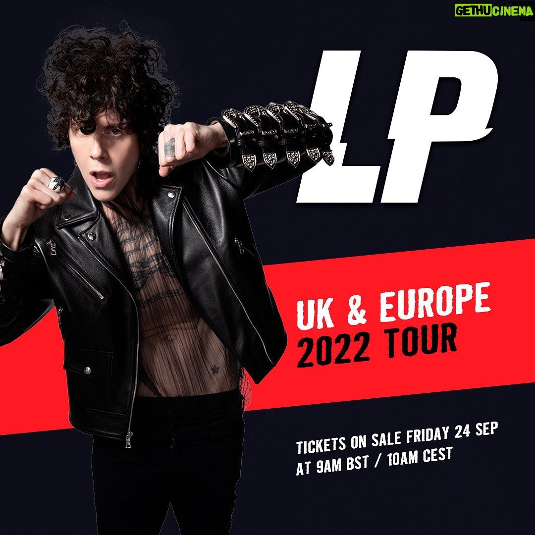 LP Instagram - EUROPE ! I’m so excited to announce my 2022 tour dates! Premium Fan Club pre-sale begins on Tuesday, September 21st! All tickets on-sale Friday September 24th at iamlp.com/tour ! I’m also giving my biggest fans on @spotify the chance to get pre-sale tickets starting Wednesday September 22nd! Check your email to see if you’re one of them! #spotifyfansfirst