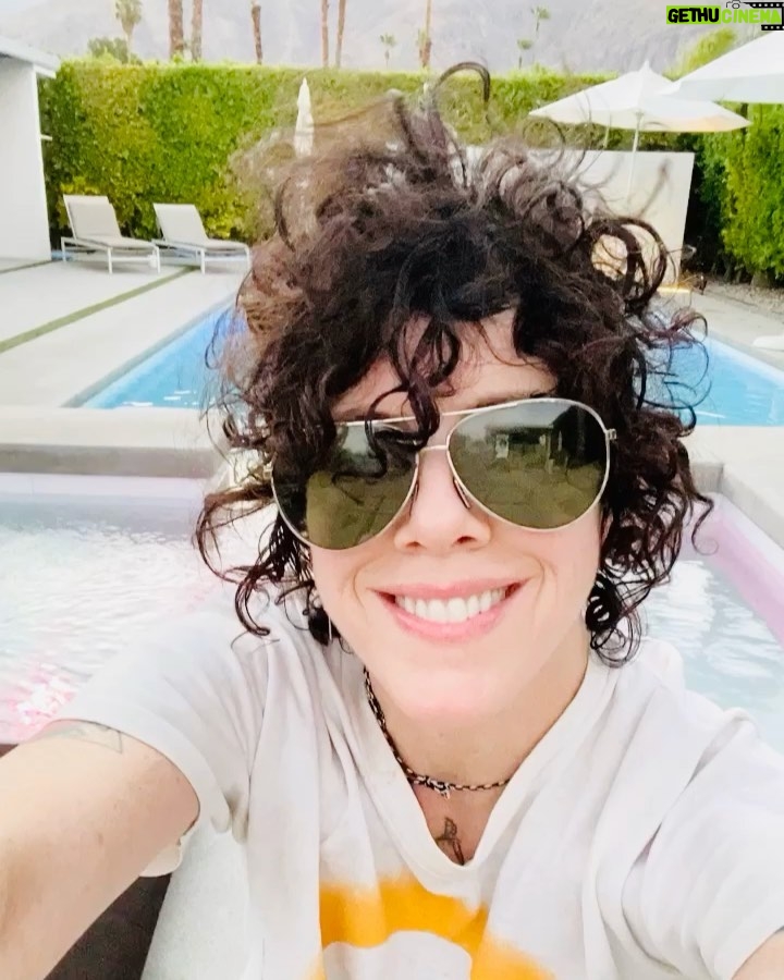 LP Instagram - My mood these days . Mostly smiles in these Palm Springs days this summer though 😊😐😊 Palm Springs, California