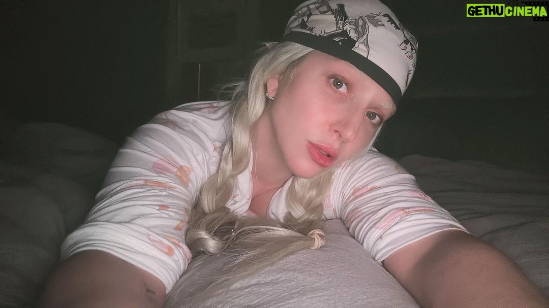 Lady Gaga Instagram - Xoxo night night writing lyrics in bed sleep tight