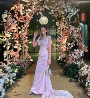 Layla Ahmed Zaher Instagram - From yesterday’s wedding 💗 

Dress: @bycherry_mustafa 
Stylist: @mayajules 
Makeup: @dinaelkasheff 
Hair: @alfredmakram 
Jewelry: @iramjewelry_ 
Clutch: @treasure_box_by_rashmaa