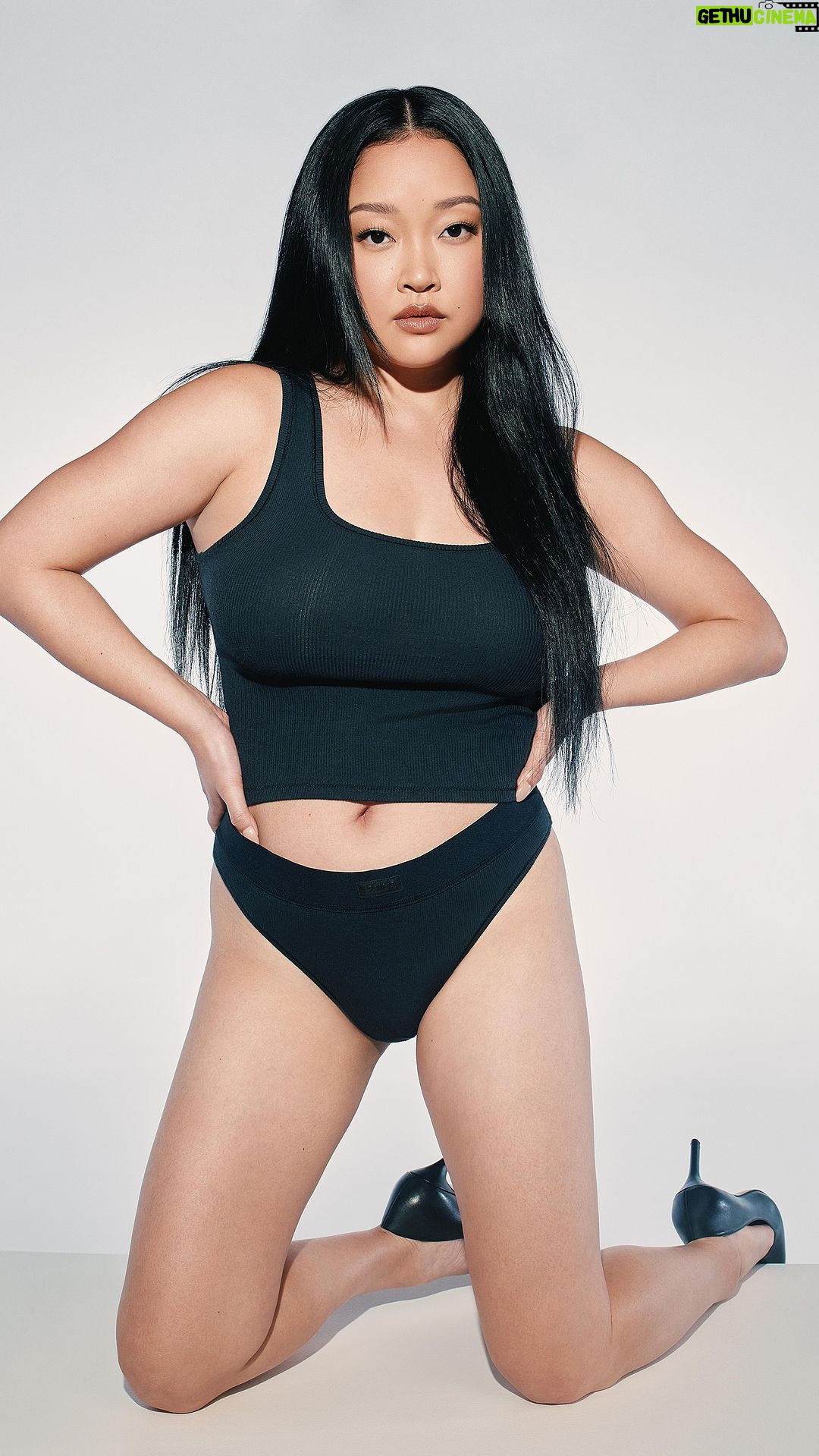 Lana Condor Instagram - Everybody’s wearing SKIMS! I’m in my favorite Cotton set for the new campaign, so soft & yummy xx @skims . #ad