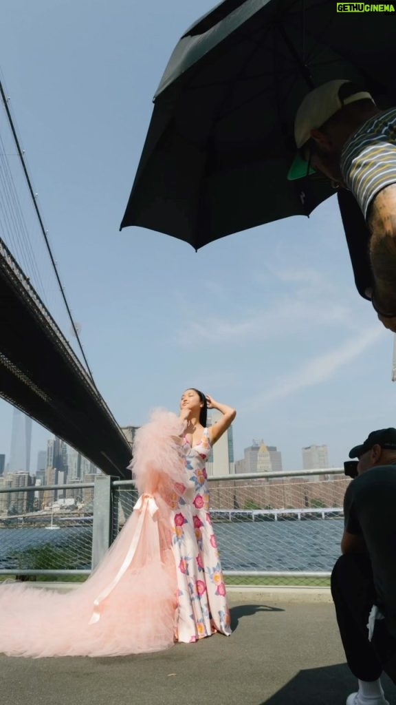 Lana Condor Instagram - For Spring 2024, #Rodarte was inspired by blossoming flowers in a garden. Here, #LanaCondor inspires joy and whimsy in silk and tulle under the Brooklyn Bridge. Produced by @alitheacastillo Filmed by @ofbecomingus & @patrick_films BTS Photos by @kaitkeem & @thestreetsensei
