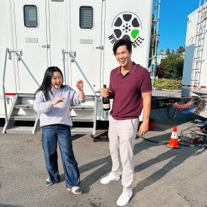 Lana Condor Instagram - @rossbutler and I have been working on a little something 🤫, can’t tell you more so here’s a series of shots of him enjoying my champagne pain.