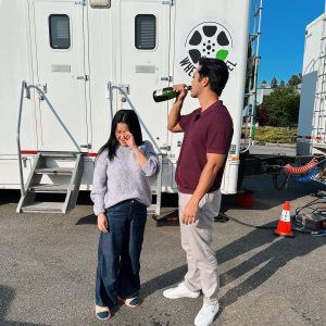 Lana Condor Instagram - @rossbutler and I have been working on a little something 🤫, can’t tell you more so here’s a series of shots of him enjoying my champagne pain.