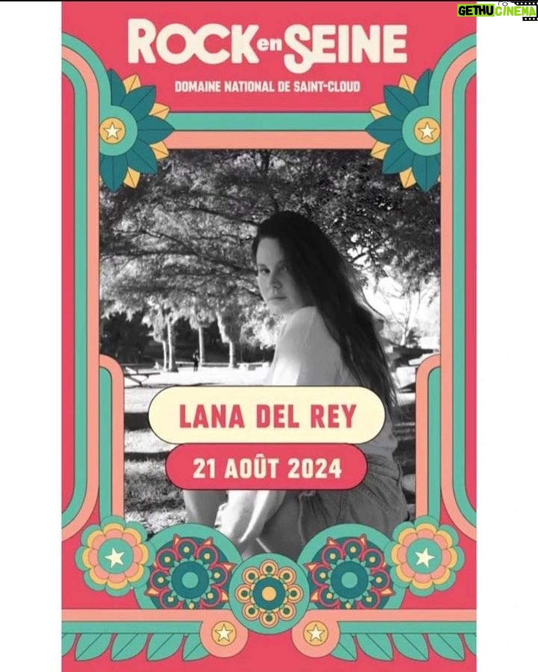 Lana Del Rey Instagram - ROCK EN SEINE Coming full circle back to France π«π· I promise this time itβs not just for 1000 people π π π«π« Luvu