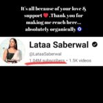Lataa Saberwal Instagram - 1 MILLION YOUTUBE FAMILY ❤️.This was not possible without your love and support. Thank you for making me reach here ❤️❤️🧿🧿🙏🙏 , ABSOLUTELY ORGANIC 🧿 . CHANNEL LINK IN BIO #gratitude #lataasaberwal #authenticallylataa