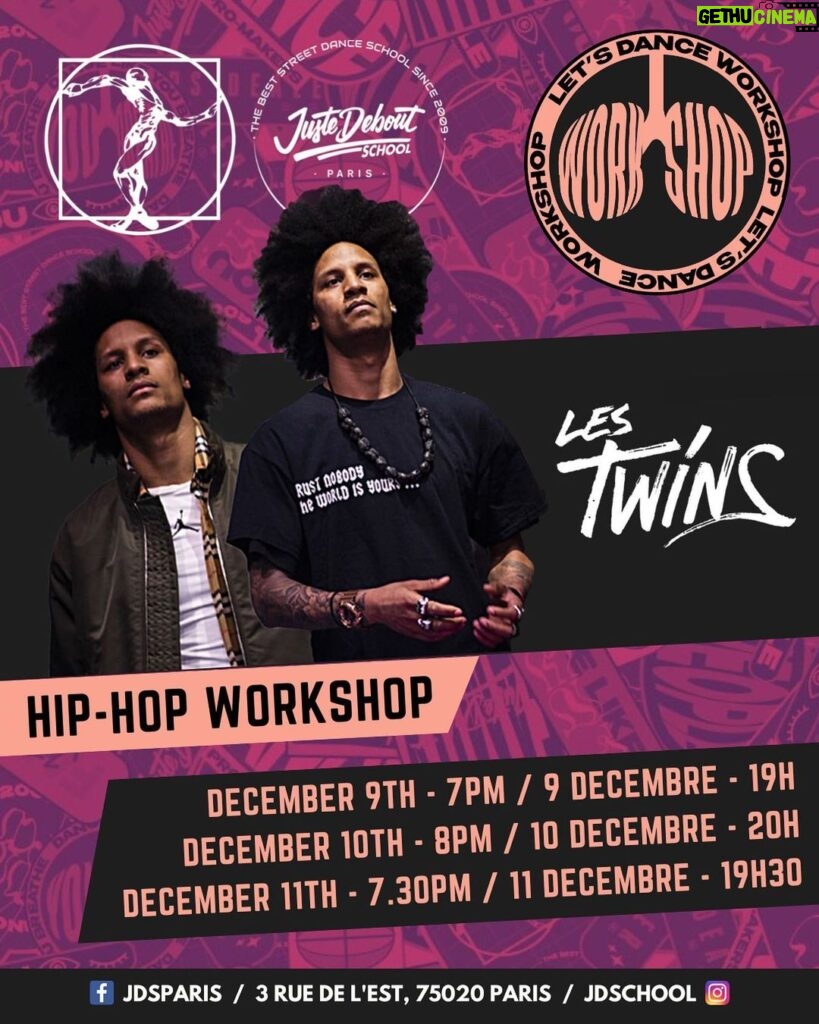 Laurent Bourgeois Instagram - ⚠️Rendez-vous le 9 Décembre (19h), 10 Décembre (20h) et le 11 Décembre (19h30) pour le Workshop Hip-Hop avec @officiallestwins @lestwinsoff @lestwinson ( Prix Workshop: 60€ / Prix Spectateur: 50€ ) Réservation: Contact@Juste-Debout.com . ⚠️See you on December 9th (7pm), 10th (8pm) and 11th (7:30pm) for the Hip-Hop Workshop with @officiallestwins @lestwinsoff @lestwinson ( Workshop price: 60€ / Spectator price: 50€ ) Booking: Contact@Juste-Debout.com . #Justedeboutschool #LesTwins #Workshops #Larry #laurent Juste Debout School Paris