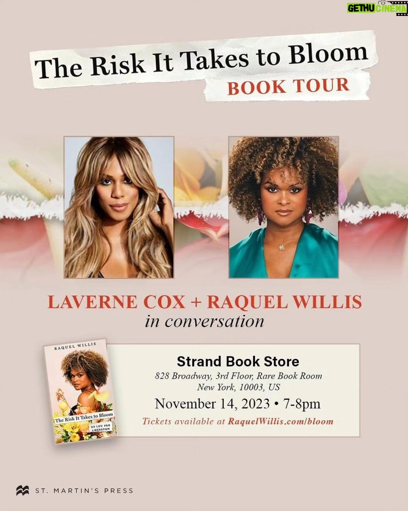 Laverne Cox Instagram - New York City come see us tonight, Tuesday Nov. 13. So humbled to be in conversation with @raquel_willis about her new book #TheRiskItTakesToBloom #TransIsBeautiful