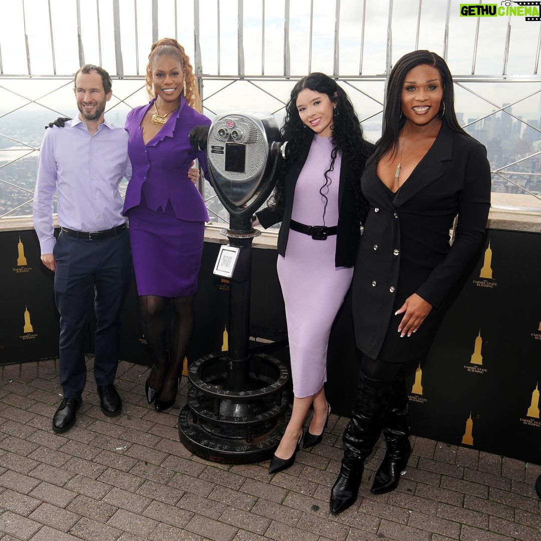 Laverne Cox Instagram - Today, we were with @lavernecox as she lit the Empire State Building purple in partnership with @sally_hansen in honor of #SpiritDay and to support LGBTQ youth. Special thanks to @gothamcheer as well as GLAAD board members @peppermint247 and @_samanthalux! Go purple tomorrow to celebrate Spirit Day! 💜 (Photos by Rob Kim/Getty Images for Empire State Realty Trust)