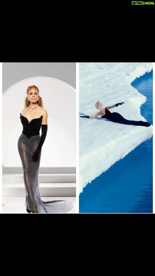Laverne Cox Instagram - In addition to being a brilliant, visionary couturier, @manfredthierrymugler was a beautiful photographer. He photographed this Vautour Velours look worn by Claude Heidemeyer in 1987 on Discos Bay in Greenland. There was no retouching. Mr. Mugler waited til the light was just right and this iconic photograph was created. I am so truly humbled I got to wear this bit of fashion history from my personal collection on the @peopleschoice awards #RedCarpet last night. ... Photo of me by @sequoiaemmanuelle ... #ArchivalMuglerIsTheMoment #50YearsOfMugler #ThierryMuglerVintage #ThierryMuglerArchives #muglerette #Muglerized #muglerienne #ThierryMugler #LaverneCox