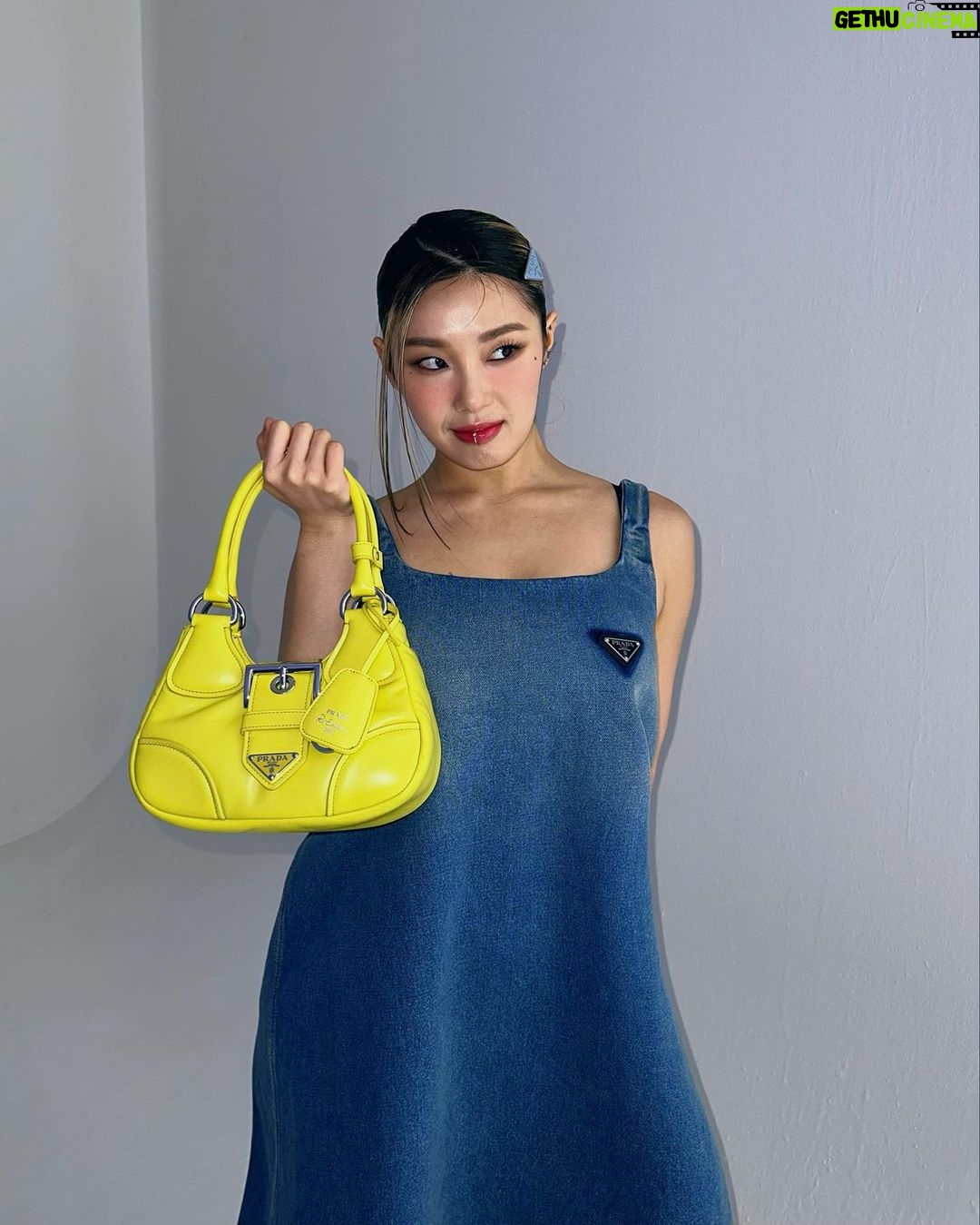Leejung Lee Instagram - #광고 @prada Traveling back to the 2000’s with new #PradaMoon bag🌙