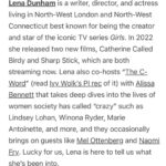 Lena Dunham Instagram - Lena Dunham on Barbara Gordon's "I’m Dancing As Fast As I Can", Kittens, Using a Cane, and more. @lenadunham ~link in bio~ London, United Kingdom