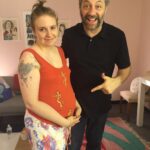 Lena Dunham Instagram - Happy Birthday to my first husband @juddapatow! The marriage was one of convenience, but I came to love you nonetheless. Sorry I kept the diamond! (Photo credit/ring credit the perfect @lesliemann)