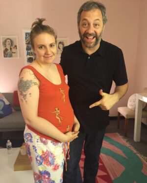 Lena Dunham Instagram - Happy Birthday to my first husband @juddapatow! The marriage was one of convenience, but I came to love you nonetheless. Sorry I kept the diamond! (Photo credit/ring credit the perfect @lesliemann)