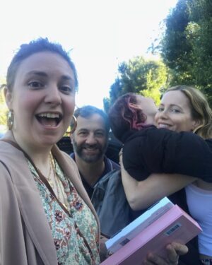 Lena Dunham Instagram - Happy Birthday to my first husband @juddapatow! The marriage was one of convenience, but I came to love you nonetheless. Sorry I kept the diamond! (Photo credit/ring credit the perfect @lesliemann)